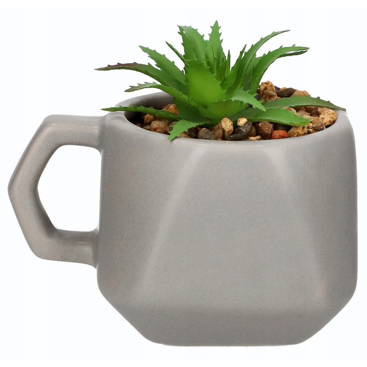 Planta artificiala, Kadax, 7 cm, 11.2 cm, 8.4 cm, Gri/Verde