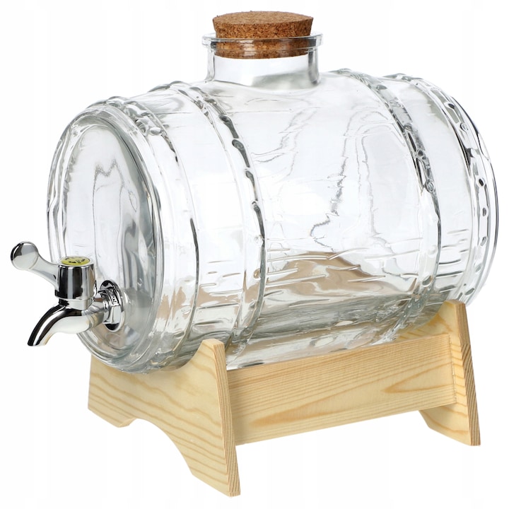 Butoi cu robinet Kadax, Sticla, 3 l, Maro/Transparent