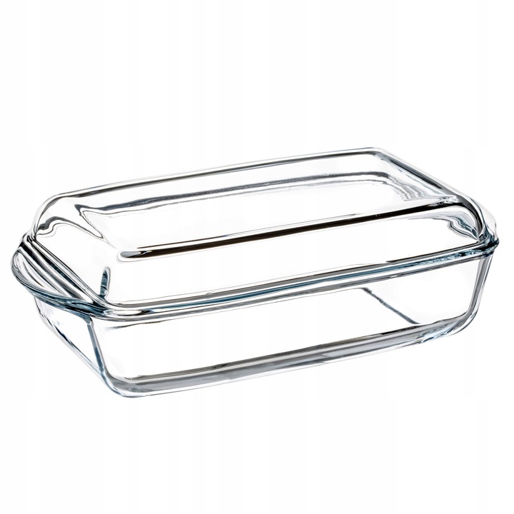 Hőálló fazék fedővel, Kadax, hőálló üveg, 3,95 l, 19,5 x 35 x 11 cm, átlátszó