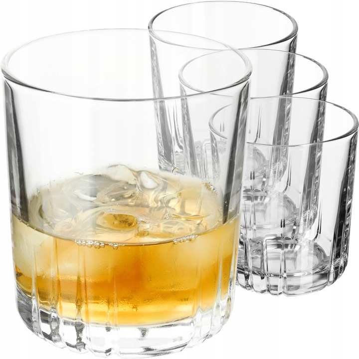 Set 4 Pahare Whiskey, KADAX, Sticla, 280 ml, 8.3 x 7.7 x 9.5 cm, Transparent