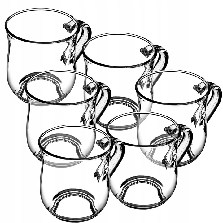 Set 6 pahare pentru cafea/ceai, Sticla, Transparent, 320 ml