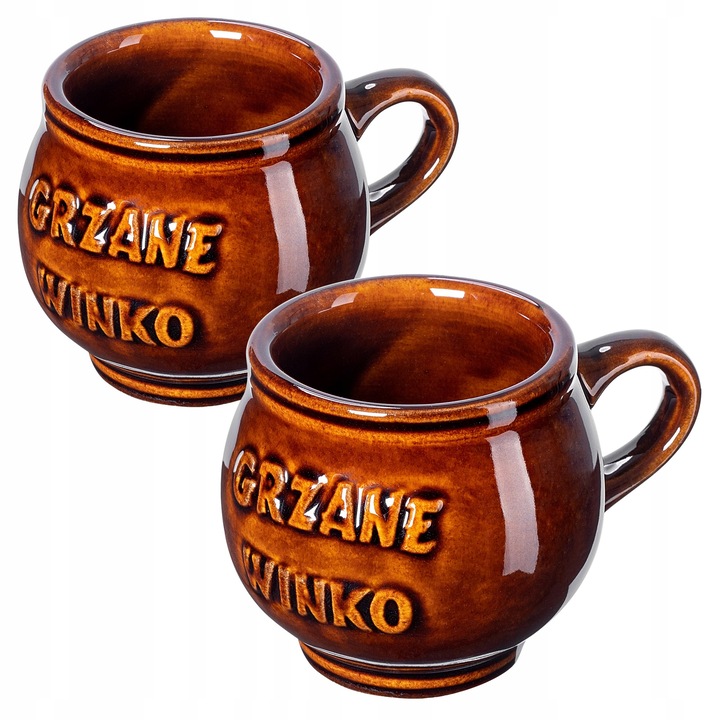 2 db-os borospohár készlet, KADAX, Kőedény, 300 ml, Barna