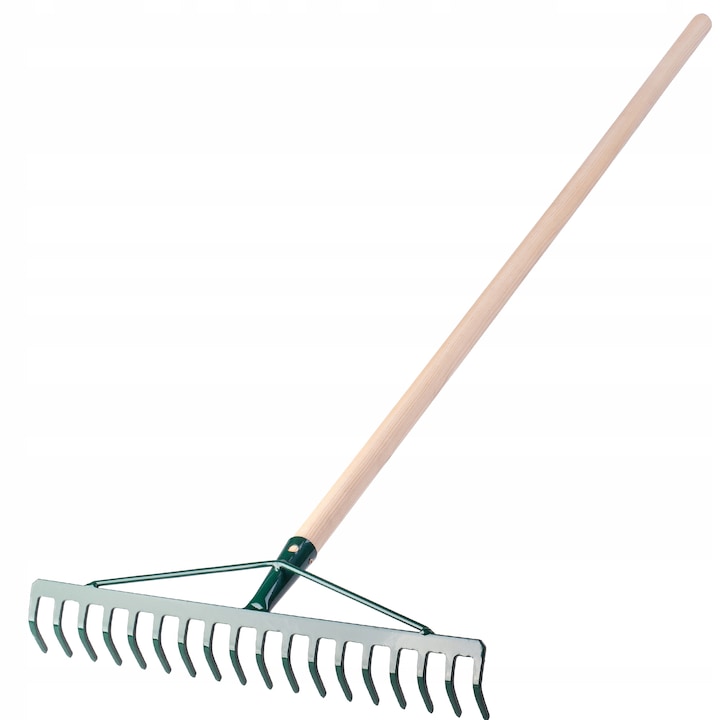 Grebla pentru frunze, Kadax, Metal, 18 dinti, 137 cm, Bej/Verde