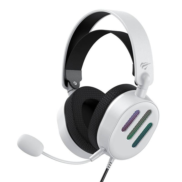 Gaming headset H2038U, Havit, Omnidirectional mikrofon, RGB, fehér/fekete