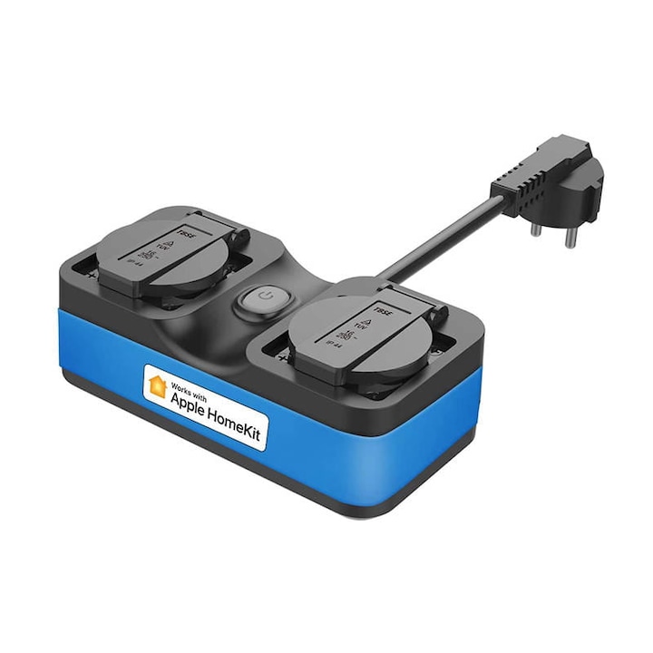 Удължител Meross MSS620HK WiFi Smart IP44 черен/син