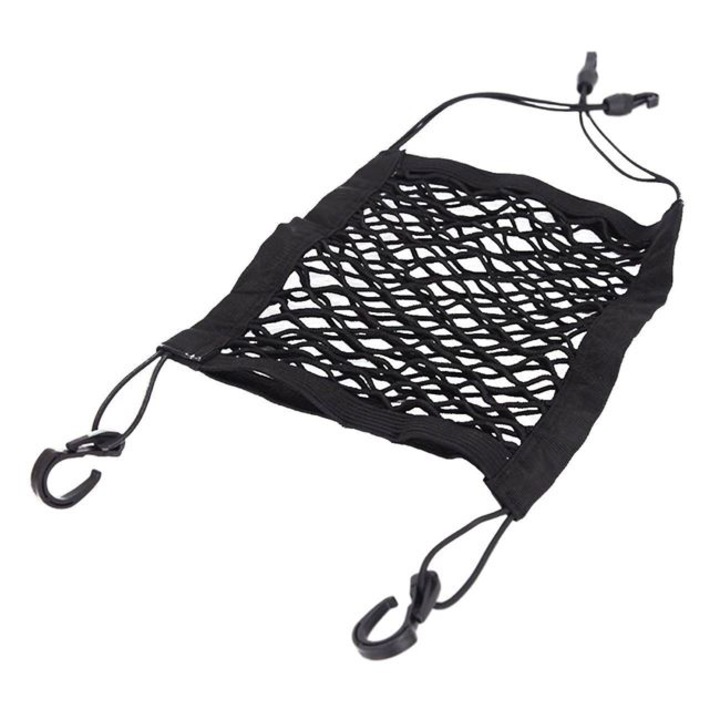 2 az 1-ben zseb típusú elasztikus hálós autós rendszerező, tároló és biztonsági, klipszes rögzítés az ülések közé, 24,5 cm x 29 cm, fekete Nabi Market ®