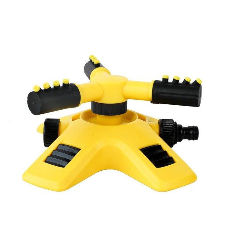 360 fokban forgatható kerti öntöző 3 karral, ABS, 20,8 cm x 25 cm x 10 cm, sárga