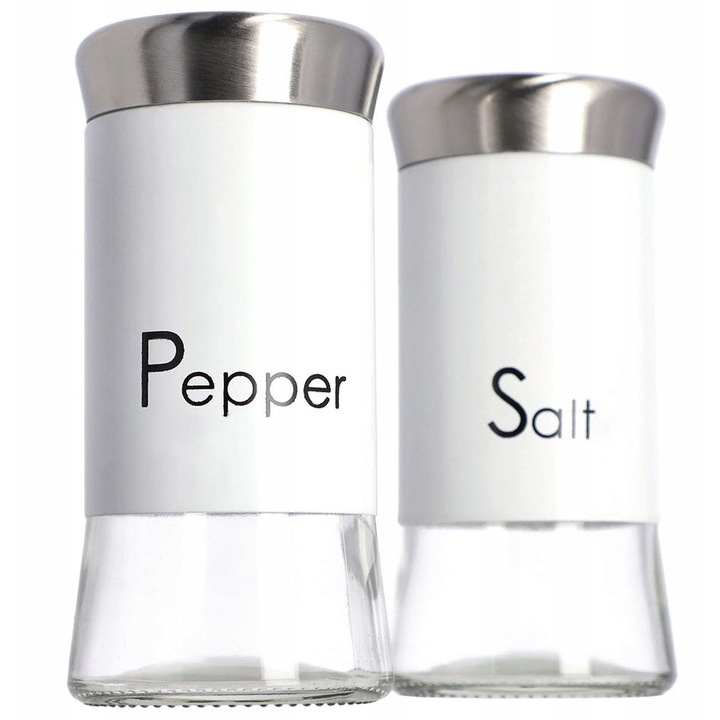 Set 2 recipiente condimente piper/sare, KADAX, 2x150ml, alb