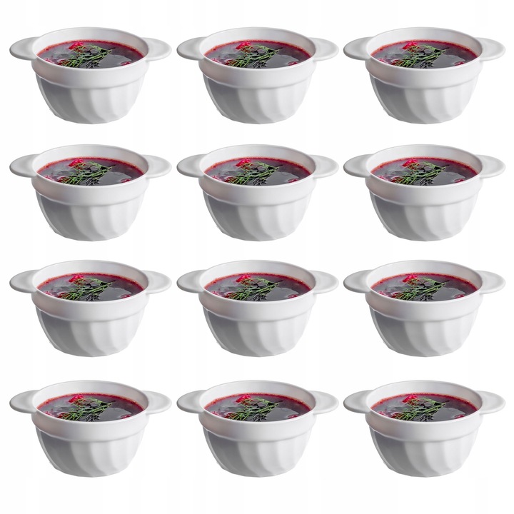 12 db-os tálka leveshez/leveshez, Biztonsági üveg, Fehér, 650 ml