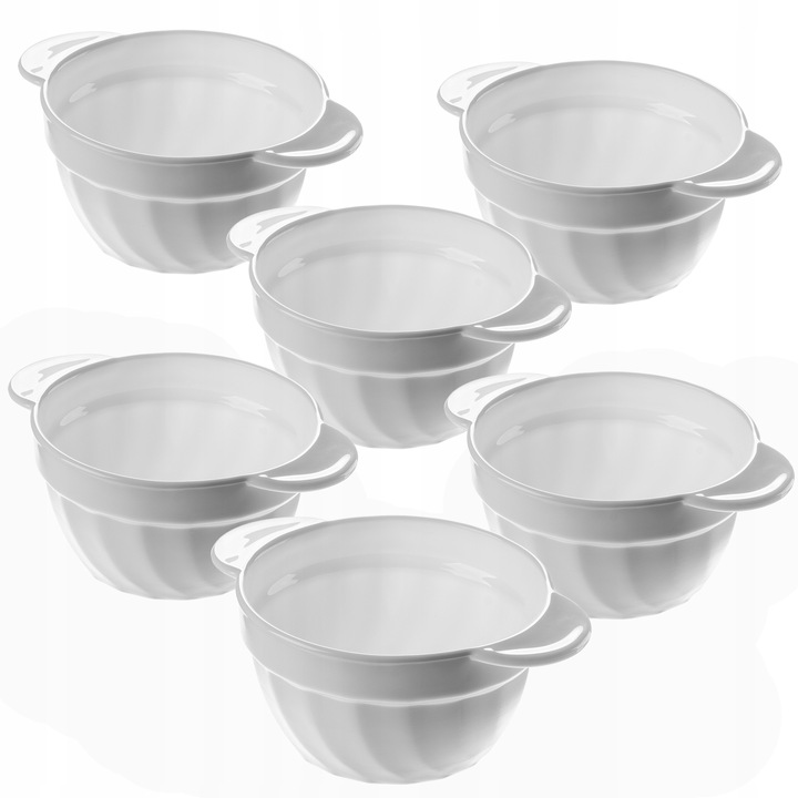 Set 6 boluri pentru supe/bulion, Sticla securizata, Alb, 650 ml