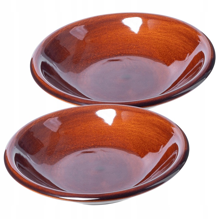 Set 2 Farfurii Adanci KADAX, Ceramica, Maro, 23cm