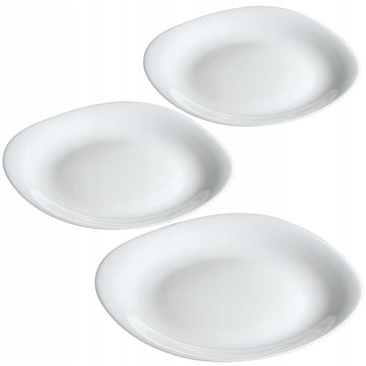 3 db Kadax tányér készlet, Üveg, 26x26x2,1 cm, Fehér