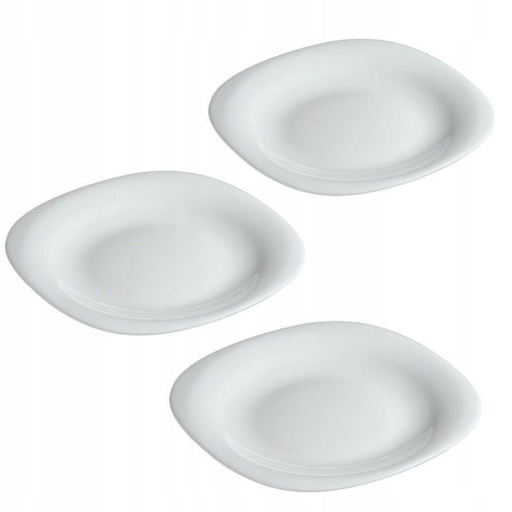 Set 3 farfurii, Kadax, Sticla, 20.2x20.2x1.7cm, Alb