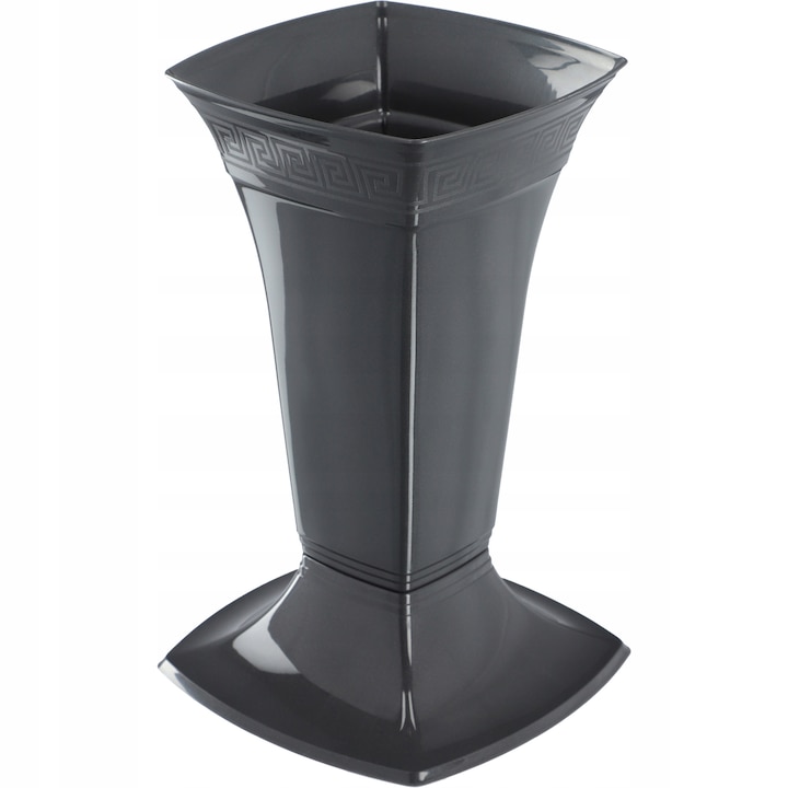 Vaza pentru flori cu baza detasabila, Kadax, Plastic, Gri, 30 cm
