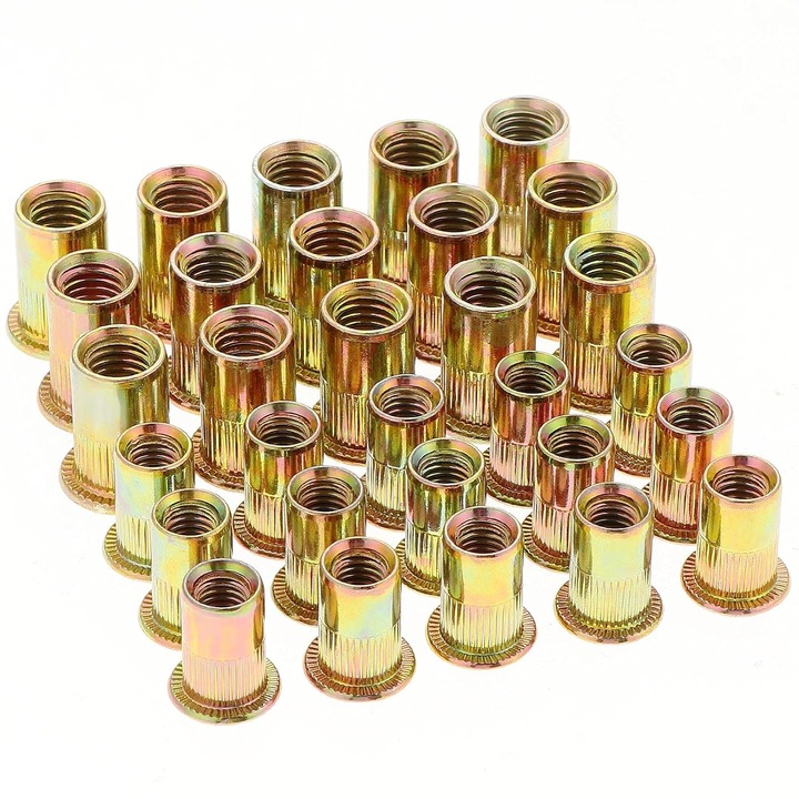 QttvbTna szerszámkészlet, M6 és M8 szegecs típusú anyák, horganyzott, 100 db, 12x15mm, 14x18mm