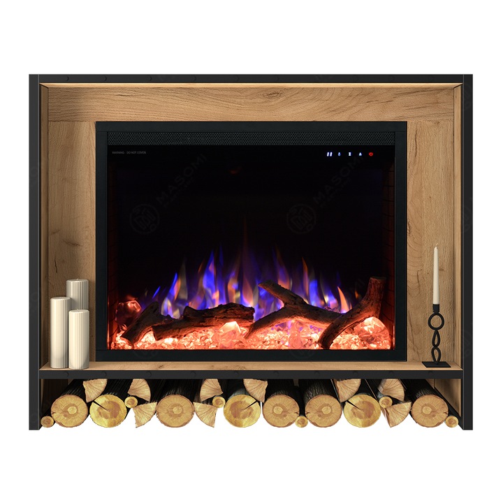 Semineu electric, Masomi, Loft 26 & Bliss-26' 1600 W, Stejar gold craft, 90*77*30 cm