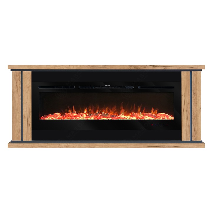 Semineu electric, Masomi, Margo 50 & Adeli-50' 1600 W, Antracit/Stejar auriu, 166*70*26 cm