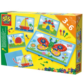 Set creativ mozaic cu pioni SES Prescolari, 4 modele Set creativ mozaic cu pioni SES Prescolari, 4 modele