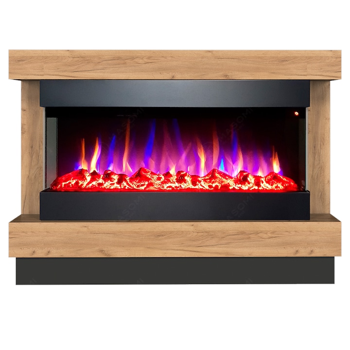Semineu electric, Masomi, Bastion 36 & Alabama-36' 1600 W, Antracit/Stejar auriu, 113*82*30 cm