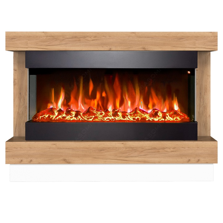 Semineu electric, Masomi, Bastion 36 & Alabama-36' 1600 W, Supermat alb/Stejar gold craft, 113*82*30 cm