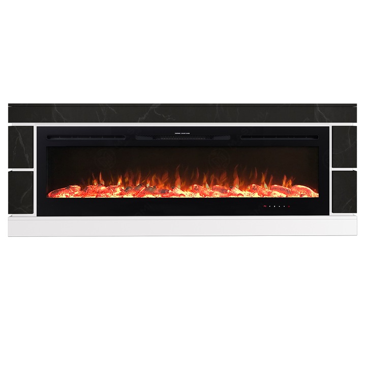 Semineu electric, Masomi, Dante 72 & Adeli-72' 1600 W, Alb / Marmura antica intunecata, 217*82*25 cm