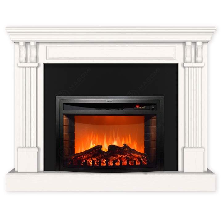 Semineu electric, Masomi, Elegance 29 & Zacky-26' 1600 W, lemn alb, 129*101*30 cm