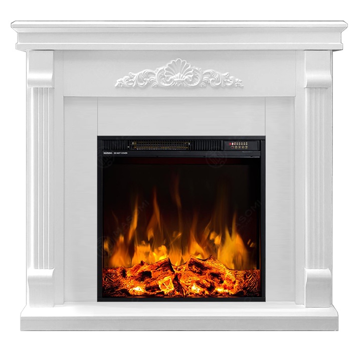 Eлектрическа камина MASOMI, Floris 23 & Frank-20' 1600 W, Бял, 103*89*30 cm