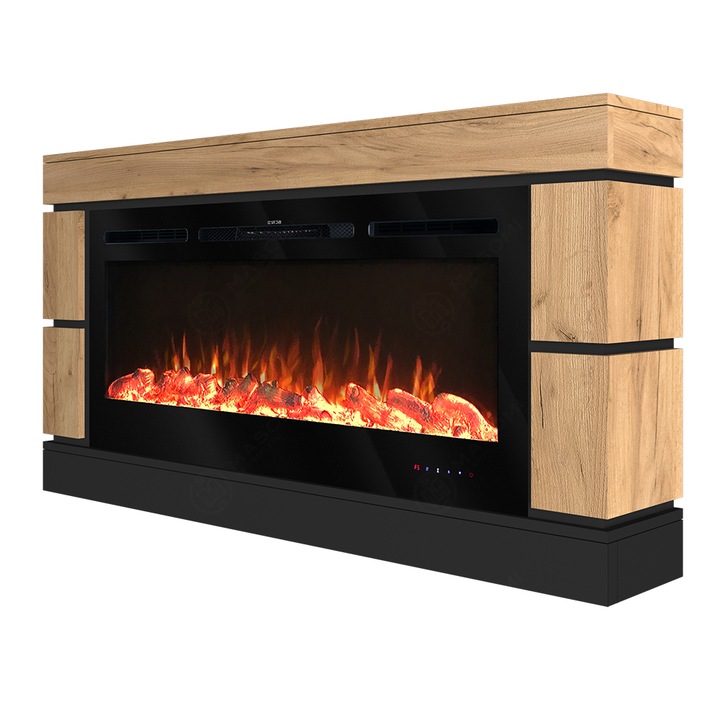 Semineu electric, Masomi, Dante 50 & Adeli-50' 1600 W, Antracit/Stejar auriu, 162*82*25 cm