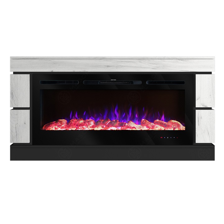 Semineu electric, Masomi, Dante 50 & Adeli-45' 1600 W, Antracit/Stejar alb, 162*82*25 cm