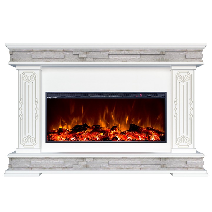 Semineu electric, Masomi, Patrik 35 & Tasmania-35' 1600 W, lemn alb, 140*90*34 cm