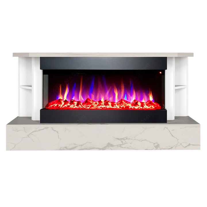 Semineu electric, Masomi, Rafael 36 & Alabama-36' 1600 W, Supermat alb/Marmura deschisa, 140*70*30 cm