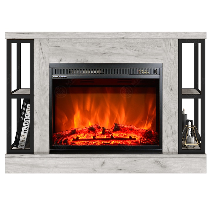 Semineu electric, Masomi, Fusion 23 & Loran-23 Color' 1600 W, Stejar alb, 103*73*23 cm