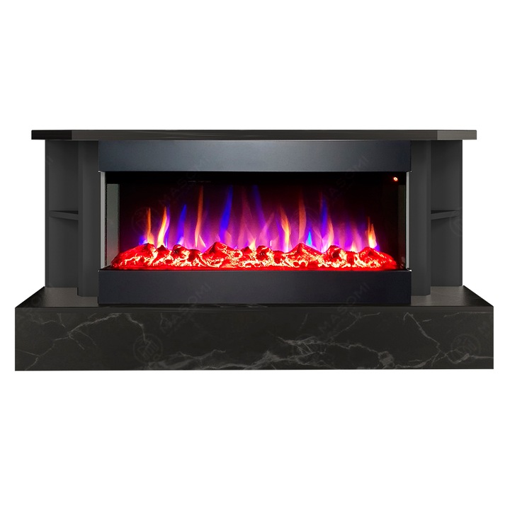 Semineu electric, Masomi, Rafael 36 & Alabama-36' 1600 W, Marmura inchisa/Antracit, 140*70*30 cm