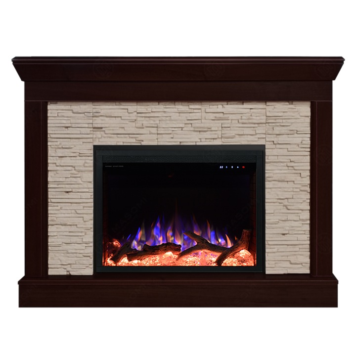 Semineu electric, Masomi, Stone 26 & Bliss-26' 1600 W, Nuc negru, 124*96*30 cm