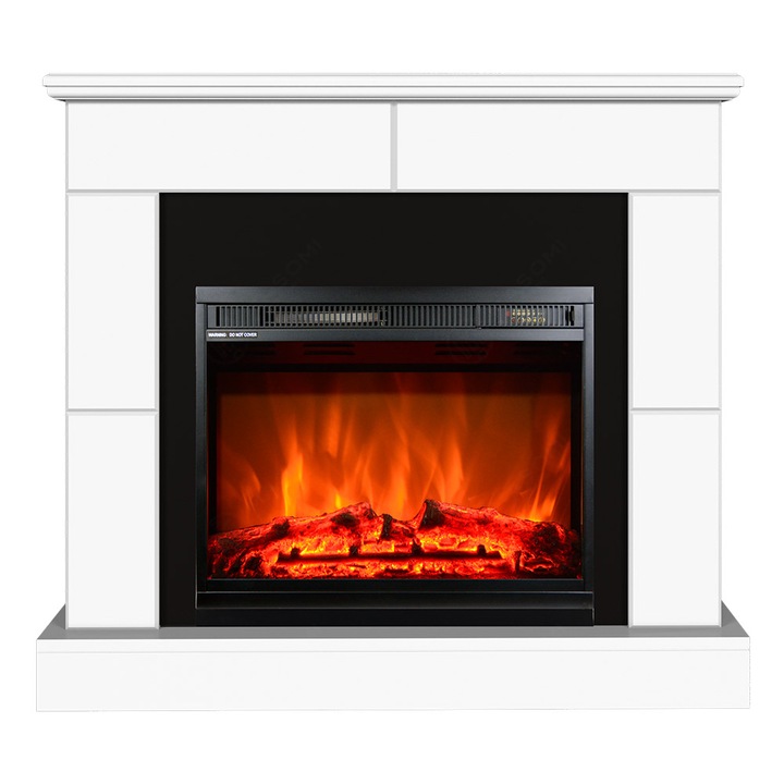 Semineu electric, Masomi, Maxwell 23 & Loran-23 Color' 1600 W, lemn alb, 98*88*28 cm