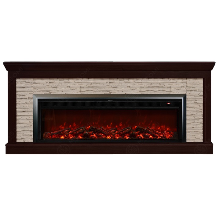 Semineu electric, Masomi, Stone 50 & Tasmania-50' 1600 W, Nuc negru, 175*96*30 cm