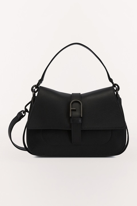 Furla, Кожена малка чанта за рамо Flow, Черен