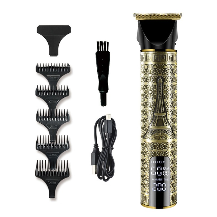 Aparat de tuns, T-blade ceramica de titan, incarcare rapida tip C, motor puternic, design ergonomic, multicolor