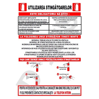 Set de 4 indicatoare A5 - utilizarea stingatoarelor Set de 4 indicatoare A5 - utilizarea stingatoarelor