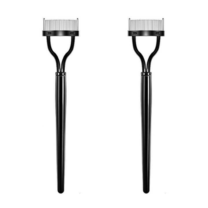 Pieptene pentru gene, negru, set pentru sprancene si gene, design curbat, usor de utilizat