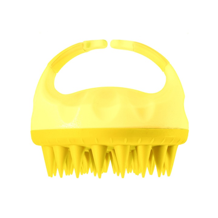 QttvbTna четка за масаж на скалпа, мокра/суха употреба, жълта