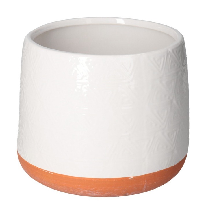 Ghiveci de flori din ceramica, alb/portocaliu