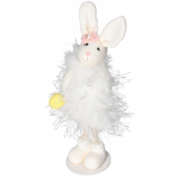 Iepuras decorativ, 19 cm, Alb