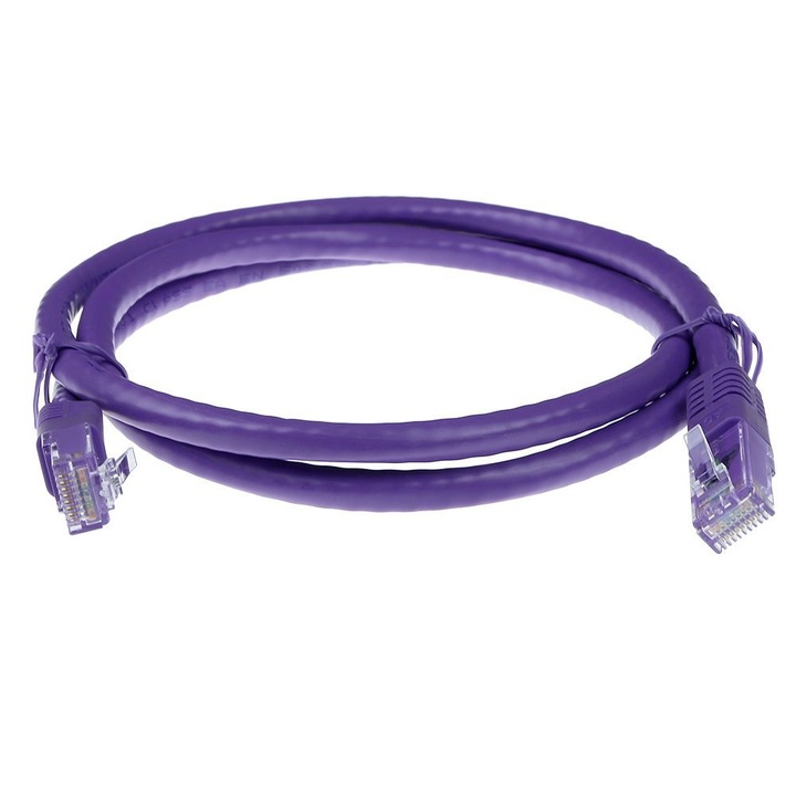 UTP Hálózati Kábel, Ethernet Cat 5e, 0.25 cm Hosszúság - Internet Patch Kábel Dugóval, RJ45 Csatlakozóval, Lila