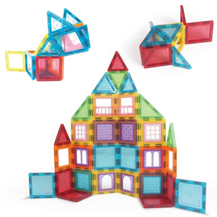 Комплект магнитни градивни KidProtect, Mag Hero Big 45, блокчета, образователни и креативни, магнитно сглобяване, многобройни творчески възможности за изграждане, развитие на двигателните умения и въображението