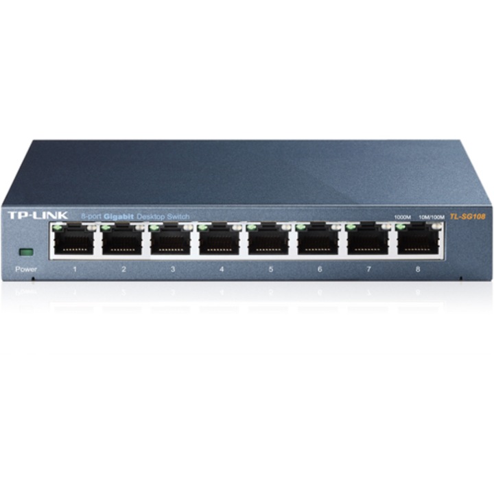 Суич TP-LINK TL-SG108, 8 x 10/100/1000Mbps