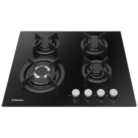 Plita incorporabila HANSA BHGI63112035, Gaz, 4 arzatoare, Aprindere electrica, 60 cm, Sticla neagra