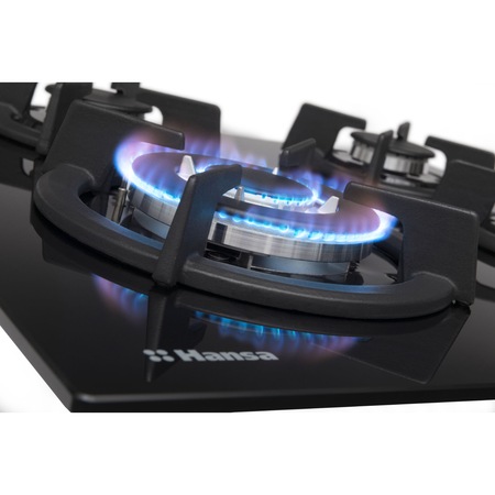 Plita incorporabila HANSA BHGI63112035, Gaz, 4 arzatoare, Aprindere electrica, 60 cm, Sticla neagra
