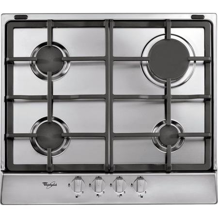 Plita incorporabila Piano Whirlpool AKR351IX, 4 arzatoare gaz, 60 cm, aprindere, Inox