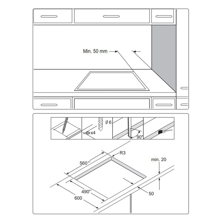 Samsung C61R2AAST / BOL beépíthető főzőlap, Vitrokerámia, Touch, LED, Gyerekzár, Rozsdamentes váz, Fekete üveg